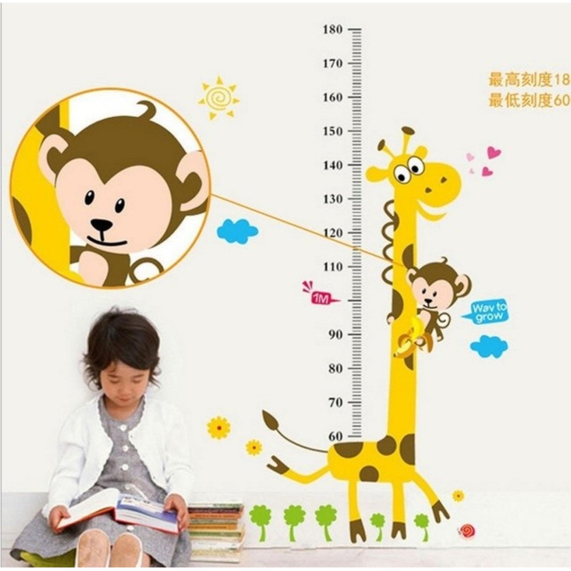 Wall Sticker Ukur AY831 Grow Up Giraffe - Stiker dinding Untuk Dekorasi Kamar Anak Wall Sticker Ukur Tinggi Badan Anak -  Sticker Dinding Murah Penghias Dinding Rumah Wallpaper Dinding Lucu - Warna Random