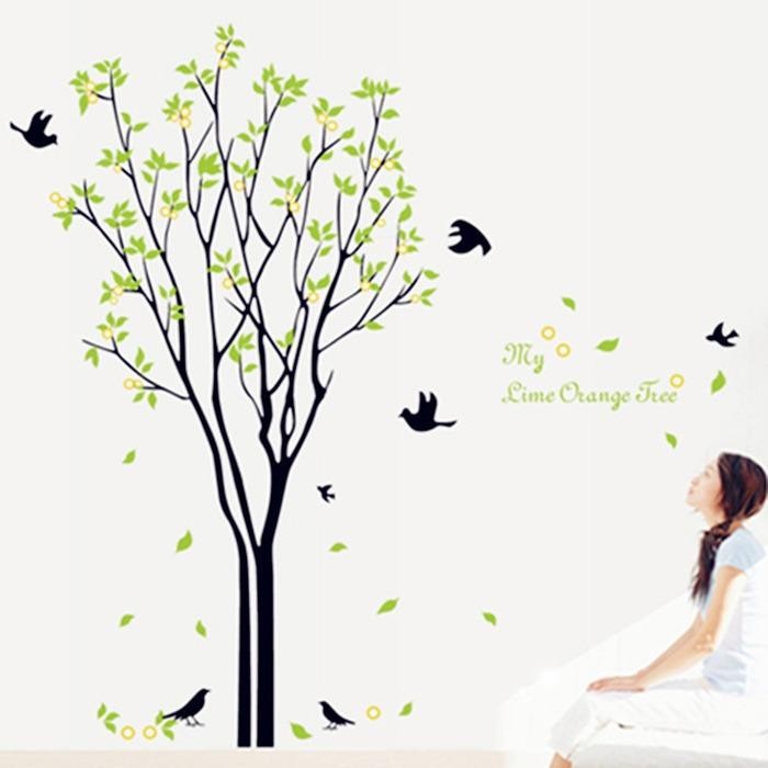 Wall Sticker XY1006 Lime Tree- Stiker dinding Untuk Dekorasi Kamar Anak  -  Sticker Dinding Murah Penghias Dinding Rumah Wallpaper Dinding Lucu - Warna Random