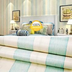 Wallpaper Sticker Dinding Motif Sarung Garis Krem Tosca