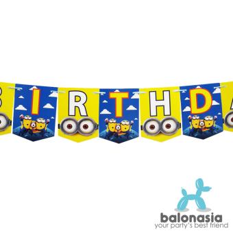 Belanja Online Balonasia Banner Flag Happy Birthday Motif Minion 3