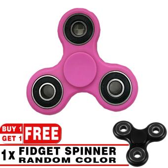 Gambar BUY 1 GET 1 | Great Premium Fidget Spinner Hands 3 Side Black Circle   Pink + Fidget Spinner Black Circle Random Color
