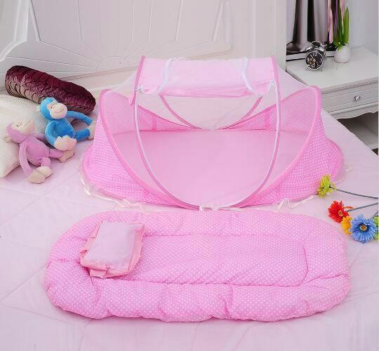 Kelambu bayi music series dengan kasur dan bantal warna pink