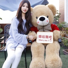 Luo gram rabbit Teddy Bear floss toy toy figurine panda figure doll great bear embraces bear the seventh night of the seventh moon girl friend red white grain 1.3 meters pull to keep measuring one meter - intl