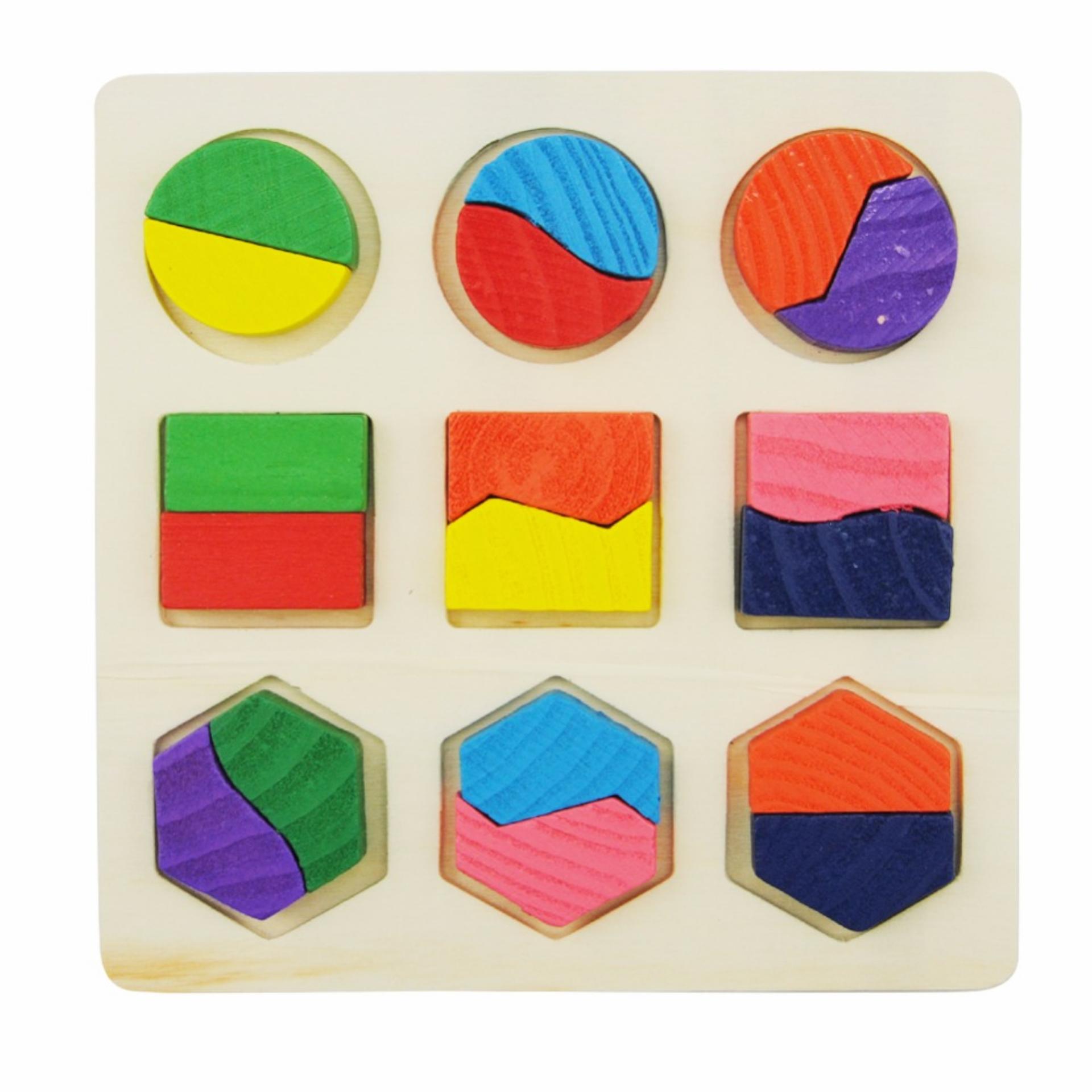MOMO Toys Puzzle Kayu Geometri - Puzzle Bentuk Geometri Edukasi Anak .