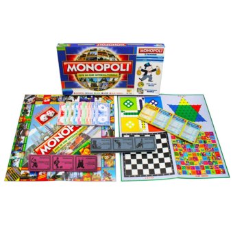 Gambar Monopoly 5 in 1 International   Monopoli Halma Catur Ular Tangga Ludo