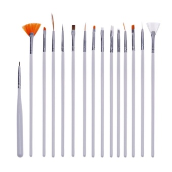 15pcs Nail Art Lines Painting Pen Brush Set Gel Polish Tips Manicure Tools(White)