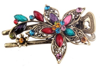 Gambar fehiba Charm Flower Crystal Rhinestone Hair Pins,Antique, BronzeRainbowcolor   intl