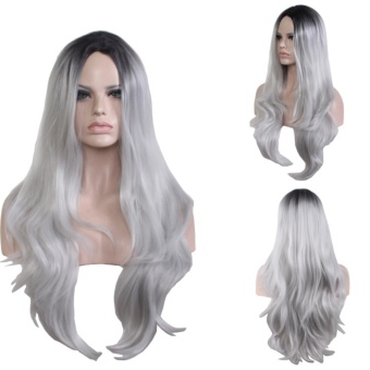 Gambar Gosport Women Lolita Hair Gray White Long Straight Wig CosplayAnime Wigs   intl