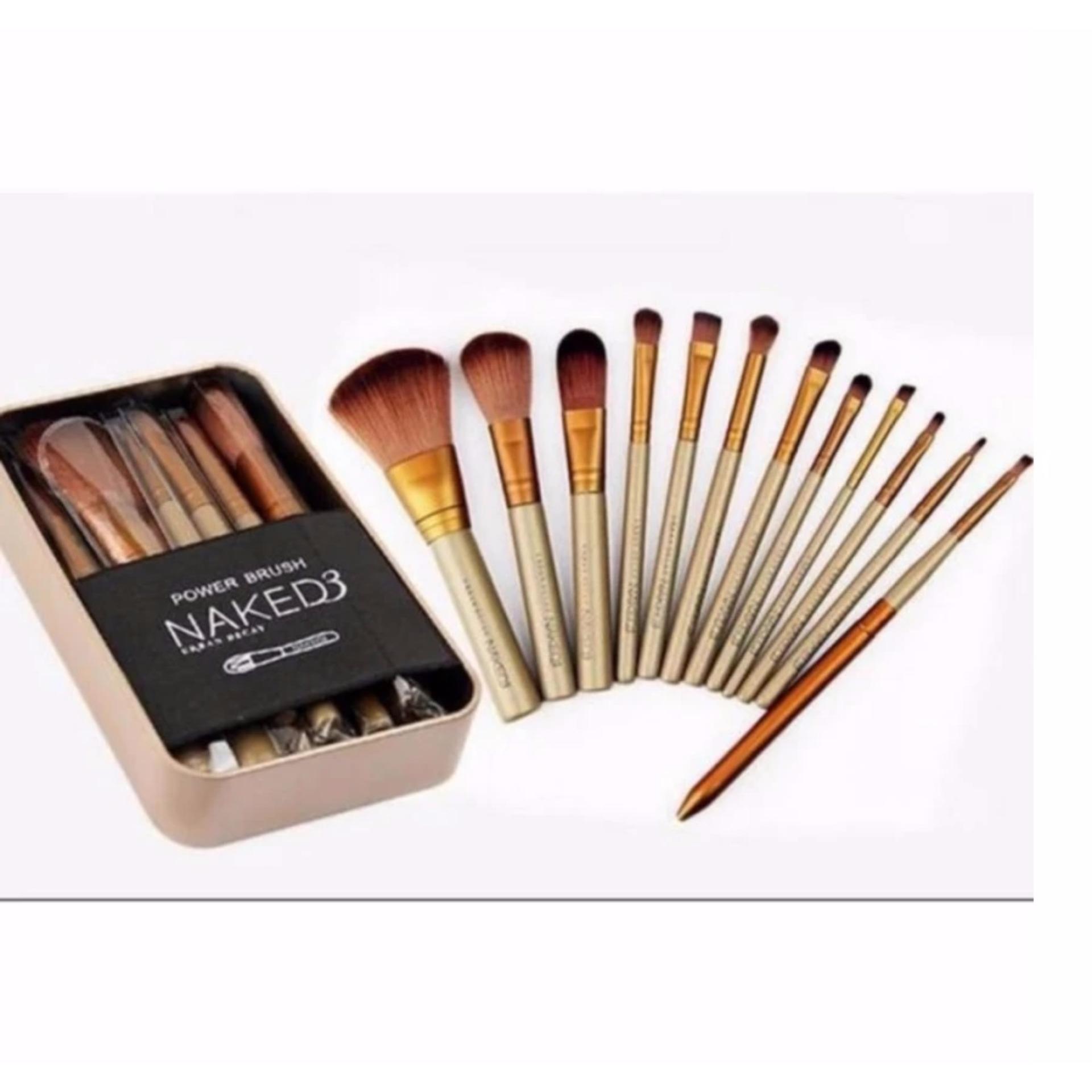 Flash Sale Kuas Make Up Naked3 Set 12Pcs Kemasan Kaleng |Makeup Brush