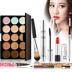 Makeup Luxurious Set 7Pcs Gift Pack 15 Color Cream Camouflage Concealers Palette Earth Tone Eyeliner Mascara