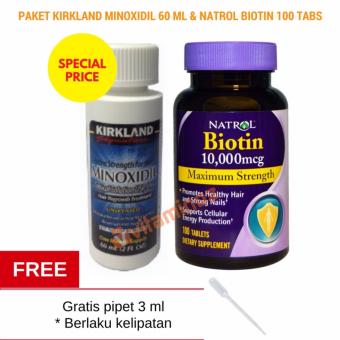 Paket Kirkland Minoxidil 60 ml & Natrol Biotin 10000 mcg 100 Tablet Paket Kirkland Minoxidil 60 ml & Natrol Biotin 10000 mcg 100 Tablet
