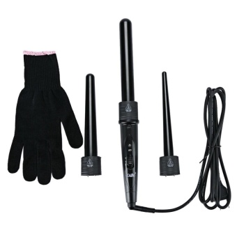 Professional Curling Wand Interchangeable 3 Parts Clip Iron HairCurler Set(Black) - intl Professional Curling Wand Interchangeable 3 Parts Clip Iron HairCurler Set(Black) - intl