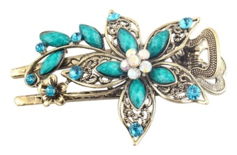 Gambar stazub Charm Flower Crystal Rhinestone Hair Pins,Antique , BronzeLight Blue   intl