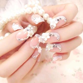 wedding fake nail flowers rhinestone/kuku palsu pernikahan 3ddiamond