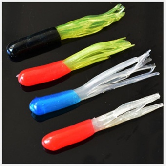 Gambar 50g bag tubular maggot hollow tube worm tube account for soft bait mixed color bagged soft beard bait 4.5cm fake bait   intl