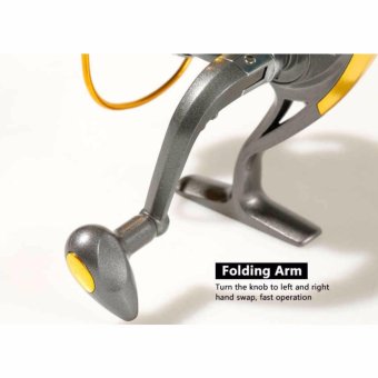 Debao Alat Gulungan Pancing DB3000A Metal Fishing Spinning Reel 10 Ball Bearing Reel Pancing Ikan Laut Sungai Fish Bahan Metal Aluminium Anti Karat Stainless Steel Gear Berkualitas for Rivers Tarikan Kuat - Gold