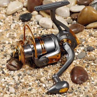 Debao Alat Gulungan Pancing DB3000A Metal Fishing Spinning Reel 10 Ball Bearing Reel Pancing Ikan Laut Sungai Fish Bahan Metal Aluminium Anti Karat Stainless Steel Gear Berkualitas for Rivers Tarikan Kuat - Gold