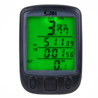 Gambar Gemerincing Waterproof Penyewaan Sepeda Speedometer Digital LCD Kabel Komputer Odometer LED Lampu Latar (Hitam + Hijau)