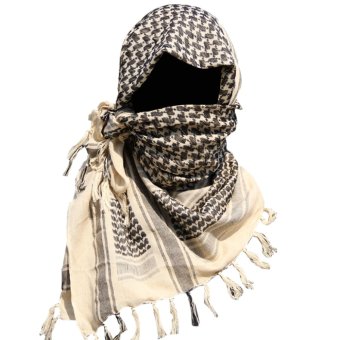 Eozy Arab Style Square Scarf Plaid Tassels Shawl Cotton Tactics Kerchief Outdoor Warm Windbreak Necessary Supplies