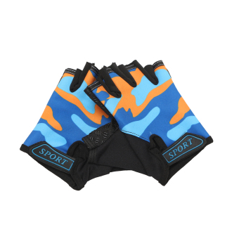 KIDS PADDED CYCLING  BICYCLE  BIKE  CYCLE  BMX GLOVES Blue - intl