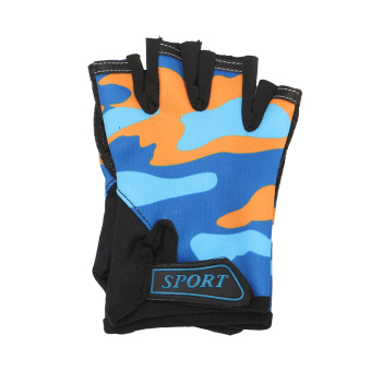 KIDS PADDED CYCLING  BICYCLE  BIKE  CYCLE  BMX GLOVES Blue - intl