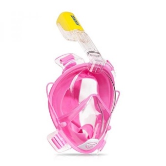 Gambar Kuokel Full Face Snorkeling Mask Scuba Water Sports Anti fog Anti Leak Panoramic Underwater Diving Swimming Snorkel Set Goggles with Breather Pipe Breath Swim for Gopro Camera, Pink,   intl