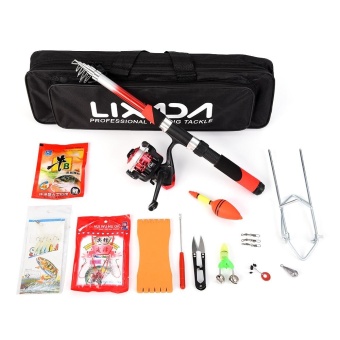 Gambar Lixada Fishing Tackle Set with 2.1m Telescopic Fiberglass FishingSea Rod Spinning Fishing Reel Fishing Baits Hooks Fishing Bag KitSeawater Freshwater Suits Professional Travel Fishing Pole Rod Set  intl