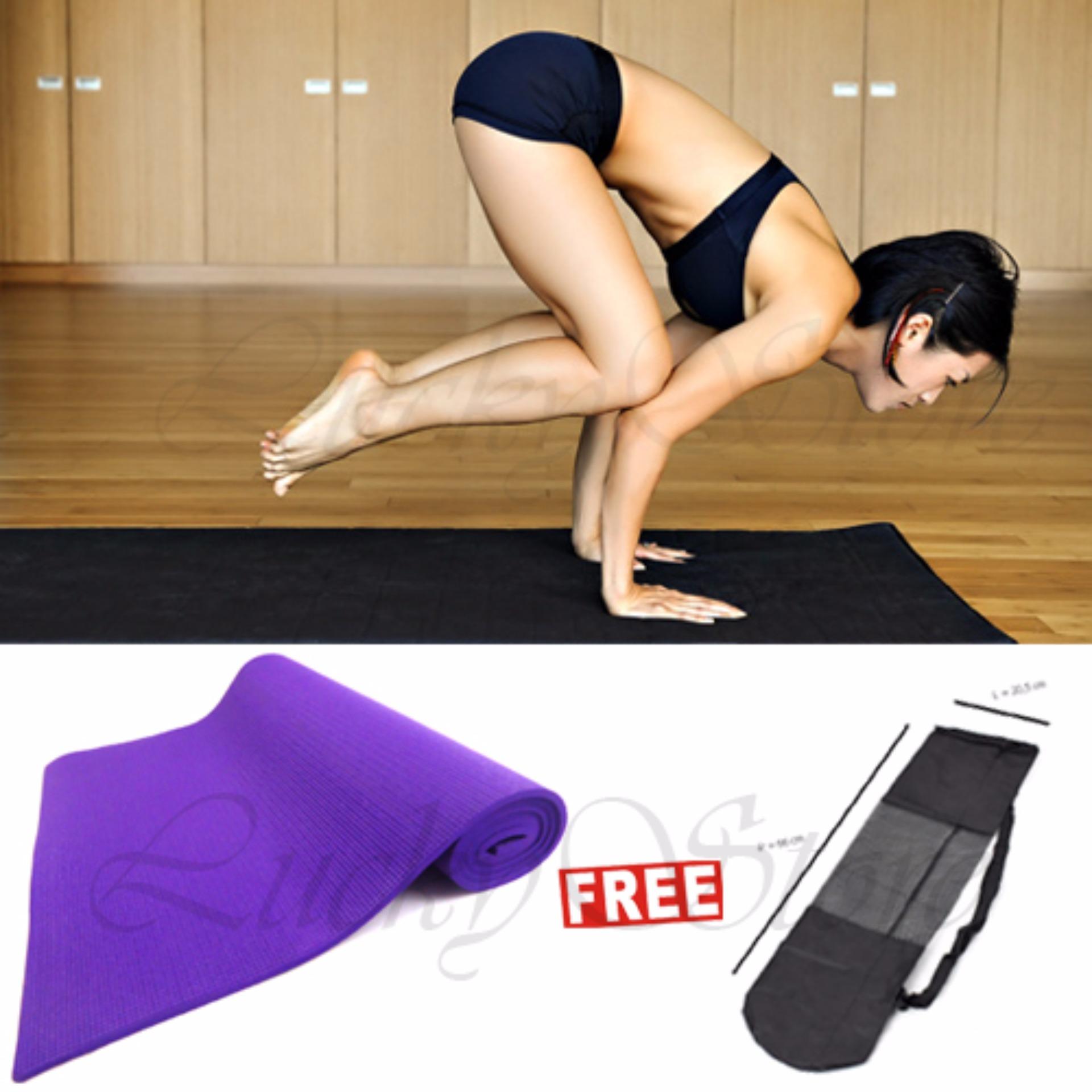 Lucky 1Pcs Matras Yoga / Yoga Mat 61x173cm - Ungu + Gratis Tas Yoga - 1 Pcs