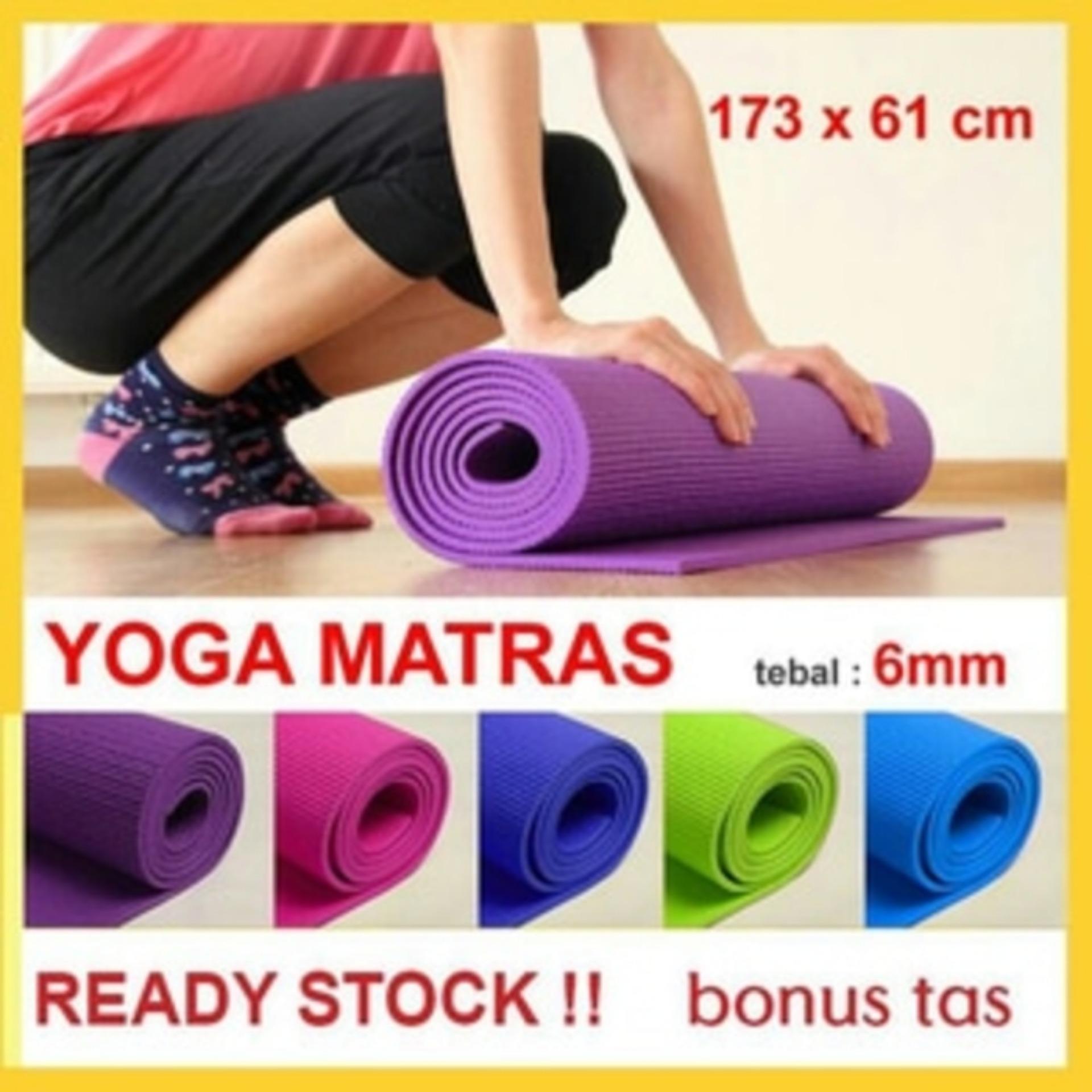 matras yoga flex fit 6mm + BAG Matras Senam kwalitas bagus (biru muda)