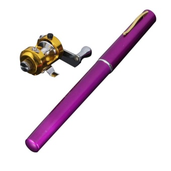 Mini Portable Pocket Pen Shape Aluminum Alloy Fishing Rod Pole with Reel - intl