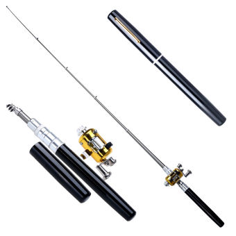 Gambar Mini Saku Portabel Pena Fishing Rod Ikan Campuran Aluminium TiangKincir Combo