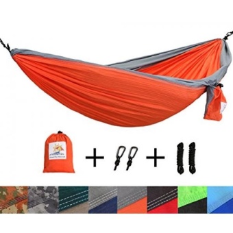 Gambar Patio Watcher Single Double Camping Hammock Ultralight Portable Nylon Parachute Hammocks for Backpacking, Travel, Hiking, Patio, Outdoor, Orange Grey   intl