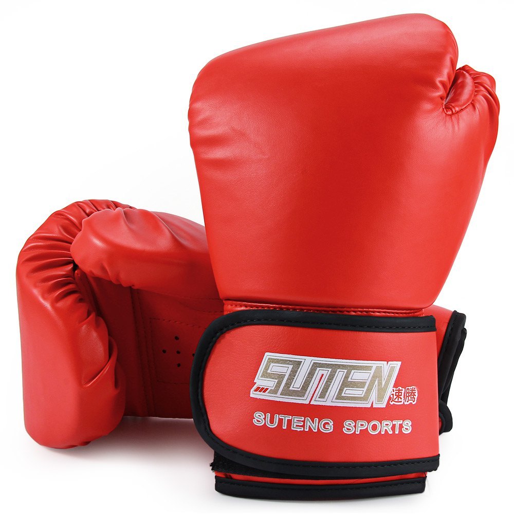 ... SUTEN 1 pasang PU tinju Kick Boxing berjuang memaksakan sarungtangan untuk pelatihan tempur (Merah) ...