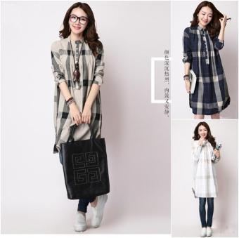 1830# Vintage Style Plaid Cotton/Linen Maternity Blouse DressSpring Long Sleeve Clothes For Pregnant Women Pregnancy Tops- Khaki- Intl Juli 2019 - 2 1830# Vintage Style Plaid Cotton/Linen Maternity Blouse DressSpring Long Sleeve Clothes for Pregnant Women Pregnancy Tops- Khaki- intl - 2