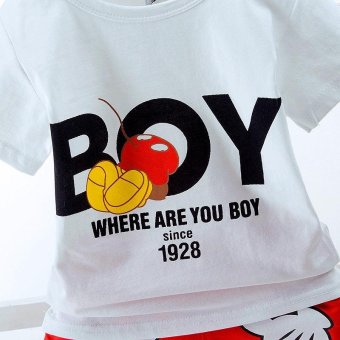 2pcs Fashion High Quality Children Clothes Sets Boy T-shirt + RedShorts Hand Pattern Tops White - Intl Pebruari 2019 - 5 2pcs Fashion High Quality Children Clothes Sets Boy T-shirt + RedShorts Hand Pattern Tops White - intl - 5