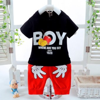2pcs Fashion High Quality Children Clothes Sets Boy T-shirt + RedShorts Hand Pattern Tops White - Intl Pebruari 2019 - 2 2pcs Fashion High Quality Children Clothes Sets Boy T-shirt + RedShorts Hand Pattern Tops White - intl - 2