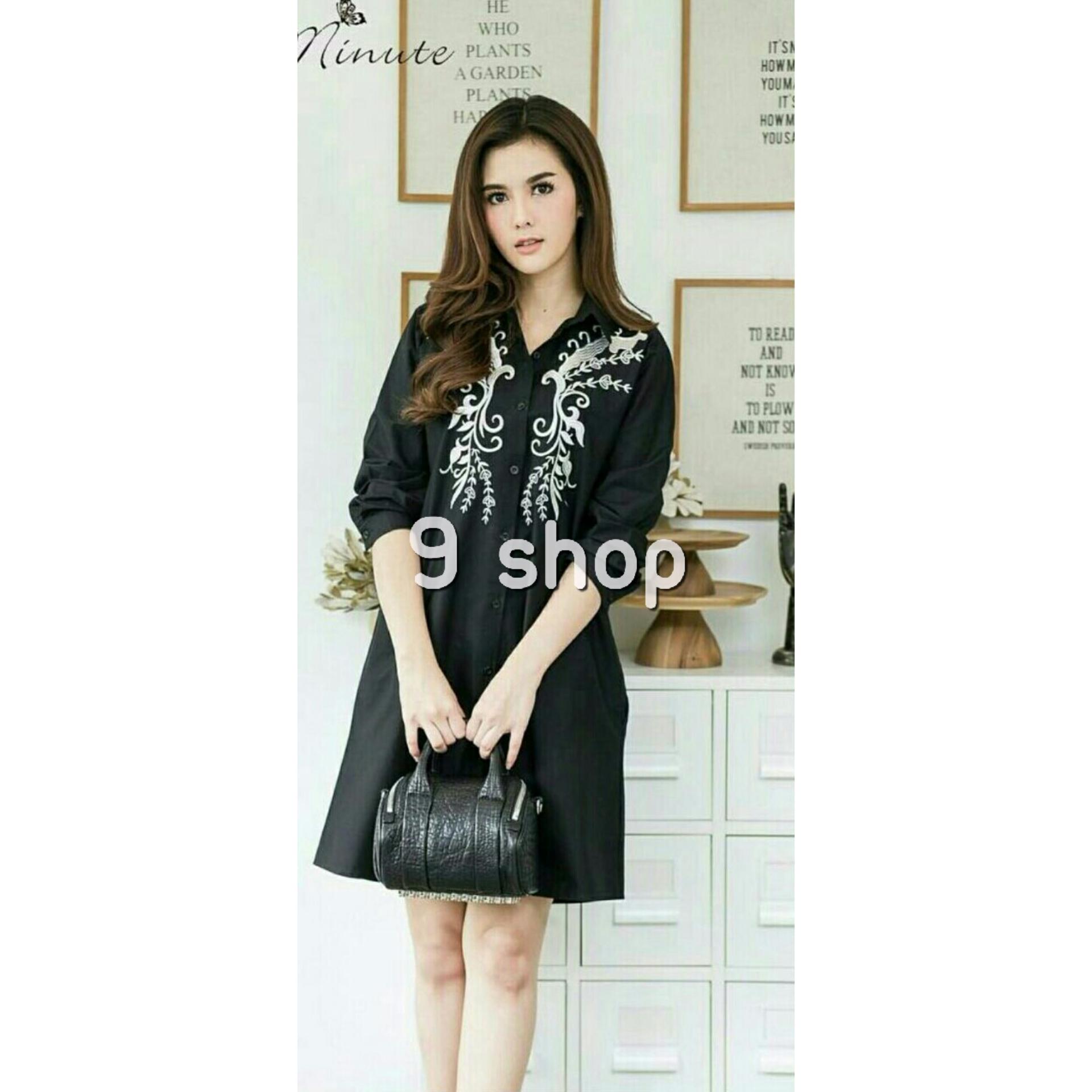 9 Shop Kemeja Salur Wanita Mona - Pink / Atasan Wanita / Blouse Wanita