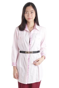 Gambar Adore Kemeja Muslim Kombinasi Strip   Pink