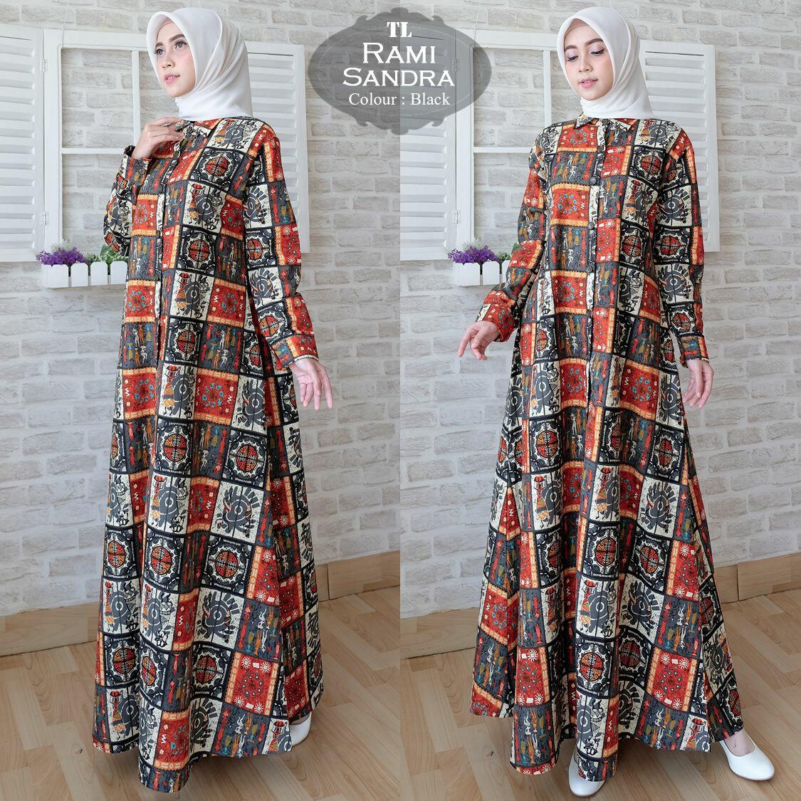 Afifahstore Gamis Syari Muslim Wanita Busui Gaun Muslimah Maxi Dress Lengan Panjang Rami
