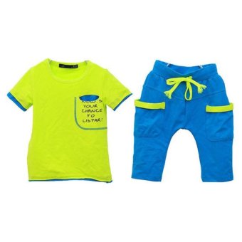 Gambar Amart Boys Summer Sports Outfit Suits Short Sleeve T Shirt + Pant   Intl