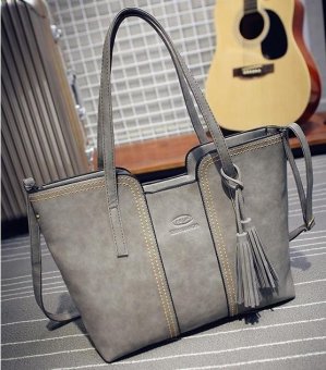 Amart Lady Tassel Handbag New Arrival Large Volume Leather Casual Bag (Grey ) - Intl Juni 2019 - 3 Amart Lady tassel handbag New Arrival large volume Leather Casual Bag (Grey ) - intl - 3