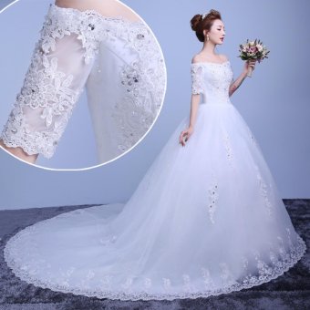 Gambar Applique Ivory Lace Border Ball Gown Wedding Dress Plus Size BeadsBridal Gown Twinkle Sequins Long Train Leondo From China Factory  intl
