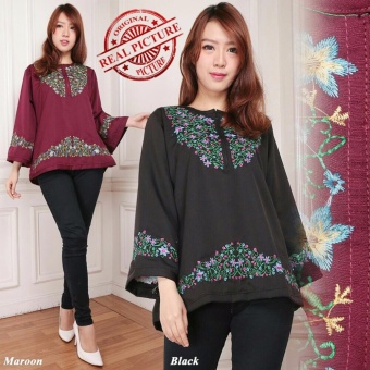 Gambar Atasan blouse kemeja tunik wanita jumbo shirt Arini   marron