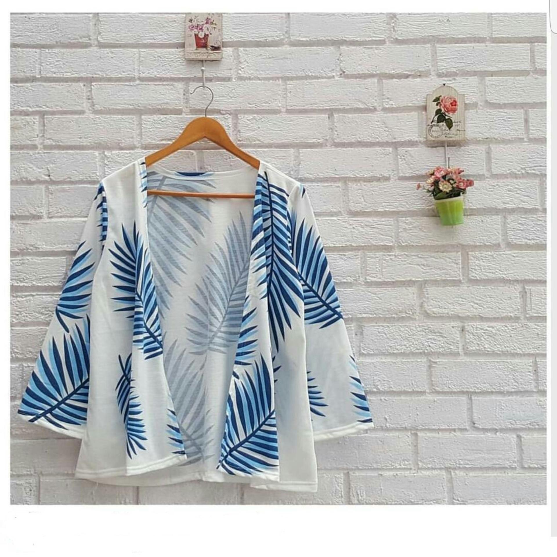 Azam Clobber Leaf kimono Outher - Baby Terry - Putih