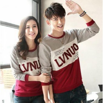 Gambar Baju Couple Lengan Panjang   Kaos Pasangan   Kopel Lvnuo Merah 9505
