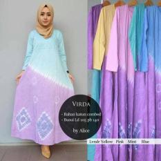 Baju Gamis Long Dress Maxi Wanita Muslim motif pelangi XL virda