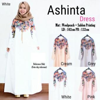 Gambar Baju Gamis Wanita Ashinta Dress Warna Putih