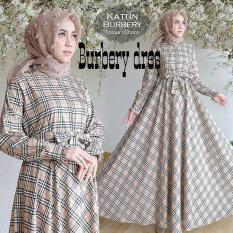 Baju Original Burberry Dress Katun Gamis Panjang Hijab Casual Pakaian Wanita Muslim Modern Maxy Terbaru Tahun 2018