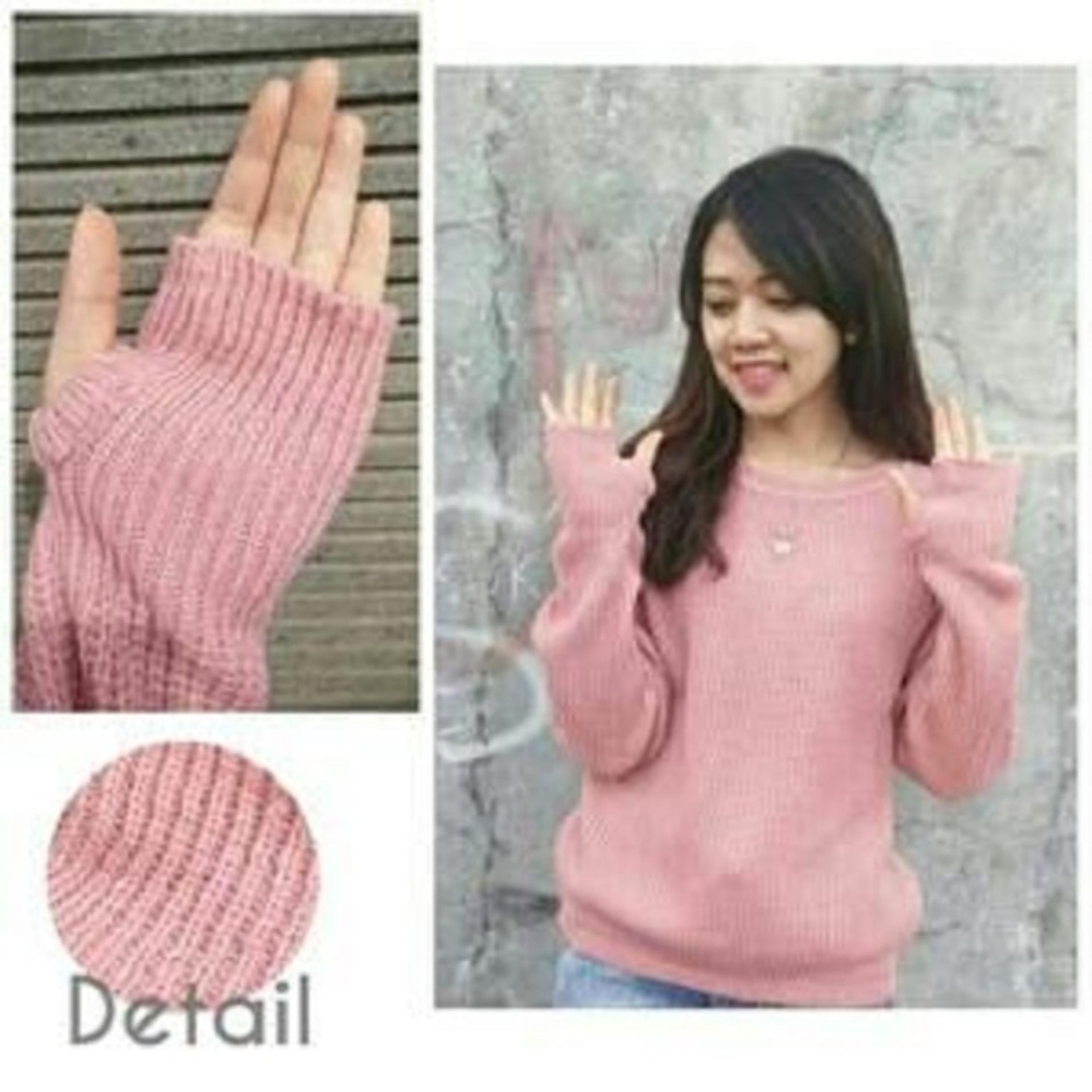 Baju Wanita Atasan Wanita Sweater Rajut KNIT RoundHand - DUSTY PINK