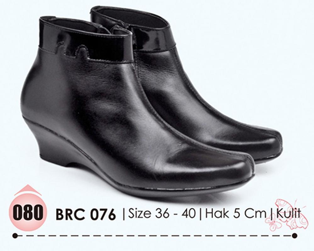 Baricco BRC 076 sepatu boots wanita kulit - 5cm - Cantik & menarik (Black)